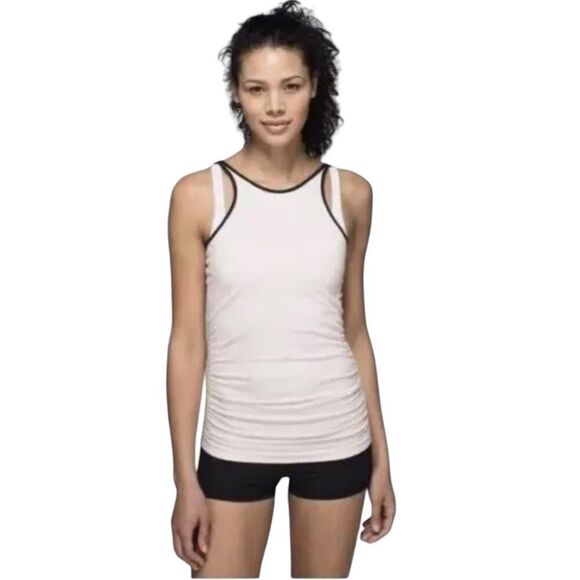 Lululemon Women's Size 10 In The Flow Tank Top Heathered Butter Pink Color - Picture 3 of 7